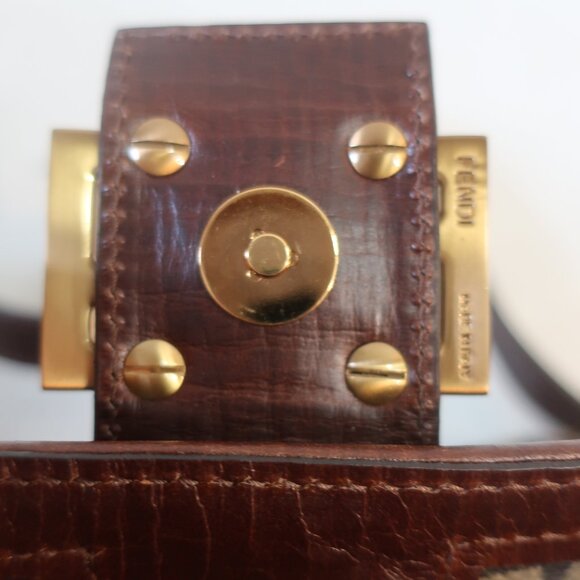 Womens Fendi Zucca Mini Mama Baguette Velour Velvet Leather Shoulder Handbag - Picture 14 of 16